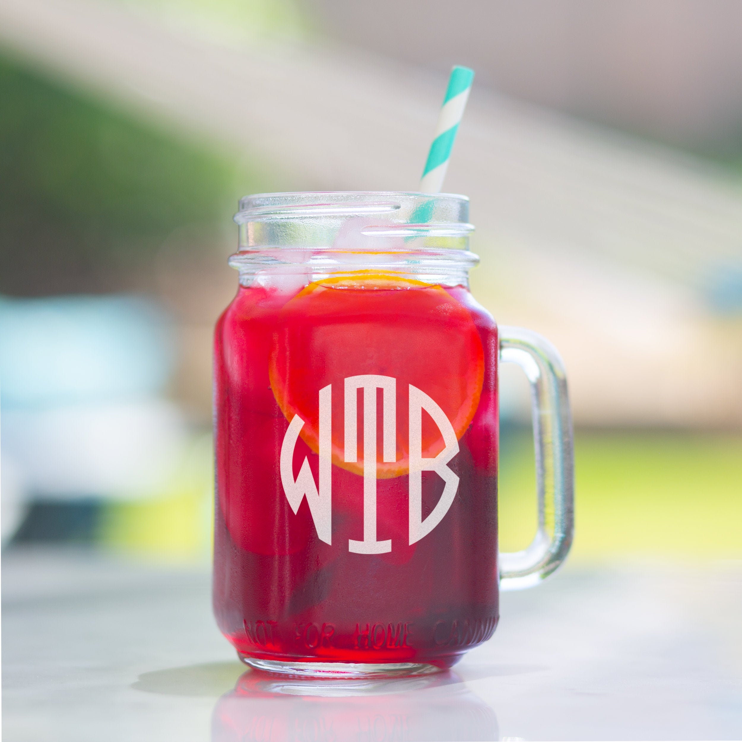 Personalized Mason Jar with Handle | Wedding Favor