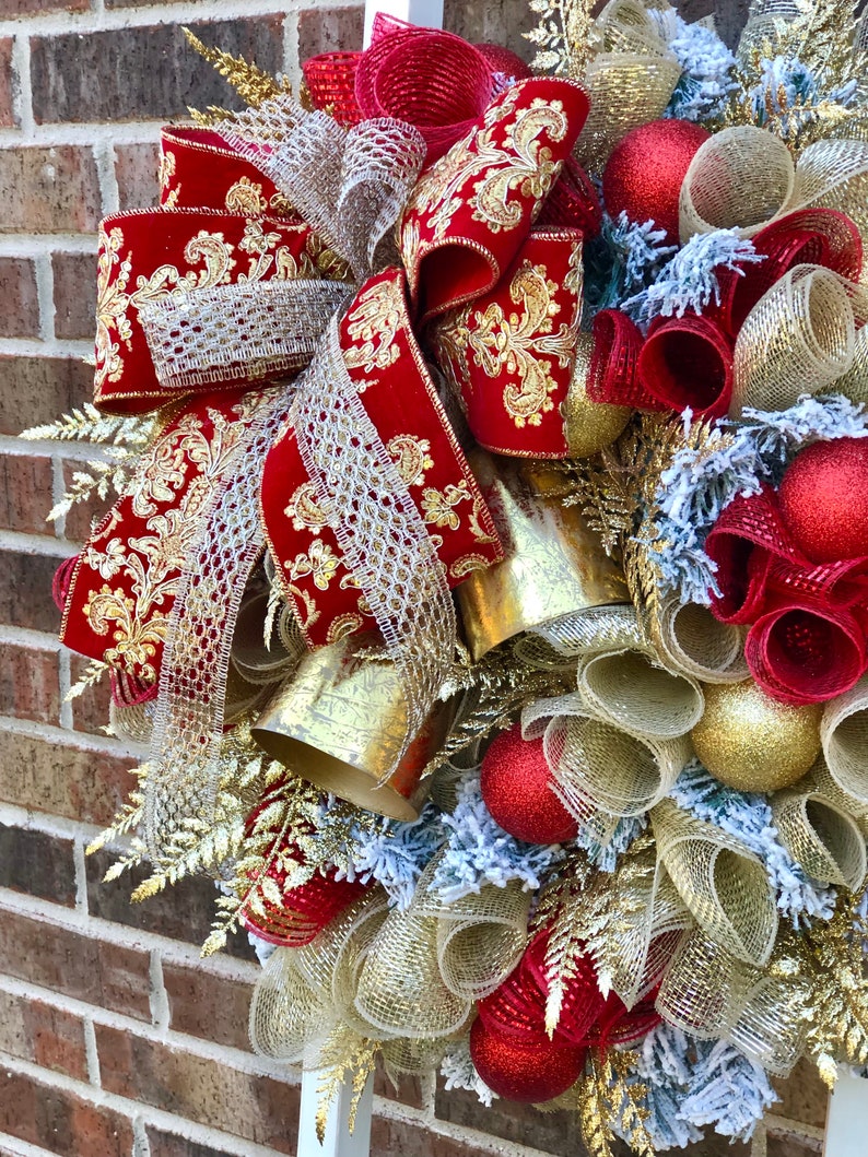 Christmas Wreath, Elegant Christmas Wreath, Front Door Wreath, Mesh ...