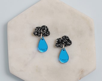 Glittery raincloud earrings