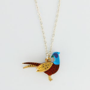 Pheasant charm necklace Bird charm necklace Garden jewellery Bird jewellery Acrylic necklace Little Moose jewellery image 3