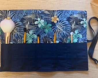 Makeup Brush Wrap | Brush Roll | Travel Bag | Storage Bag | Makeup Bag | Tropical