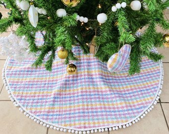 Mexican Jerga Christmas Tree Skirt, Pastel Colored Christmas Tree Skirt, Mexican Christmas Tree, Mexican Christmas Sarape, mexican xmas
