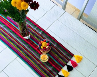 Mexican table runner, boho table runner, mexican fabric, serape table runner, mexican fiesta, mexican handcrafts, long table runner