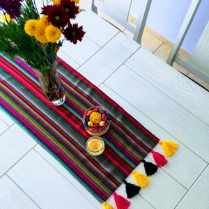 Mexican table runner, boho table runner, mexican fabric, serape table runner, mexican fiesta, mexican handcrafts, long table runner