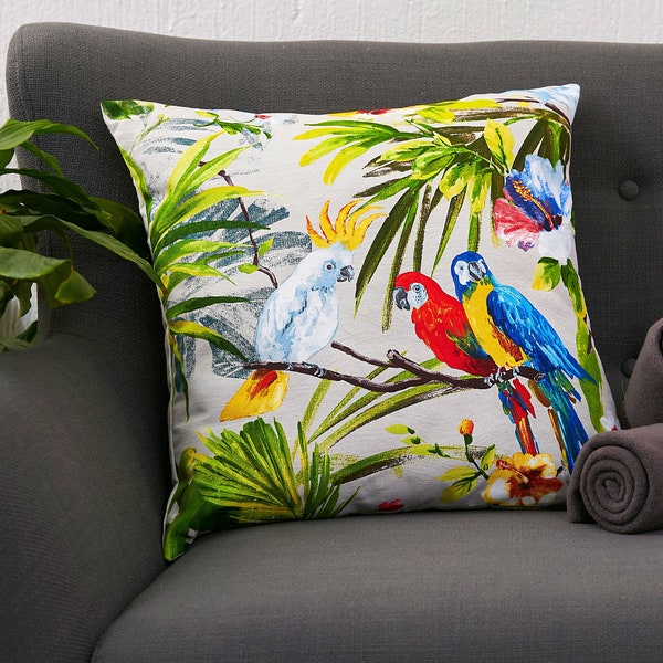 Bird Print Decorative Cushion, Mexican Pattern, Beach Cushion, Printed Cushion Cover, Mexican Cushion, Natural Decor