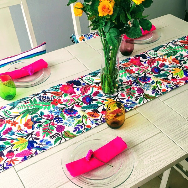 Mexican table runner, otomi table runner, mexican tablecloth, colorful table runner, floral table runner, wedding table runner, otomi