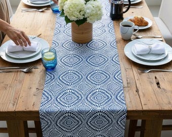 Mexican Table Runner Boho Style Geometric Pattern Talavera Design Kitchen Decoration Dining Wedding Centerpiece Colorful Textile Handmade