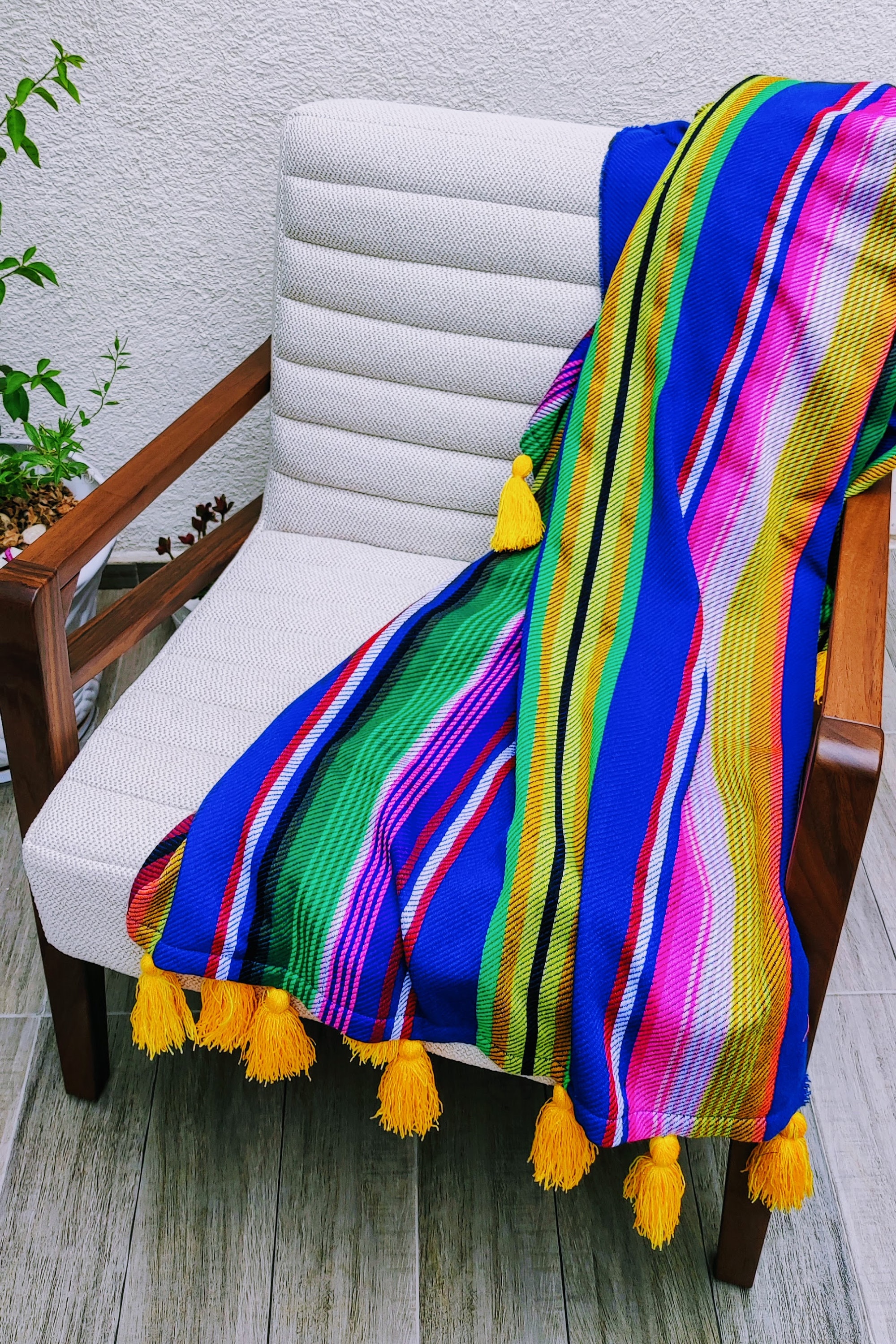 Mexican Blue Blanket Decorative Blanket Striped Blanket Etsy
