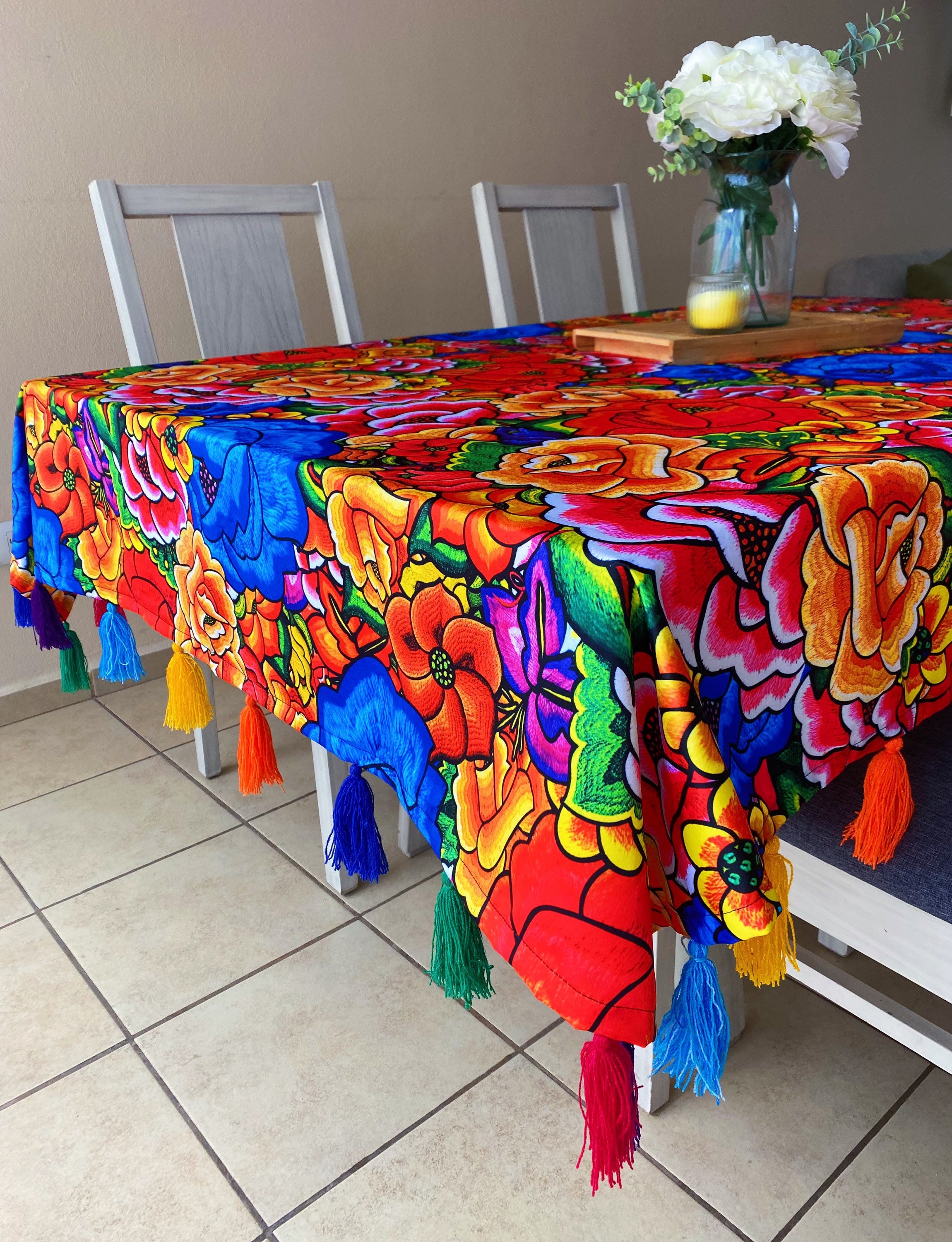 アステカ模様　レーステーブルセンター　メキシコ製　紗布 Mexican Tablecloth Floral Table Decoration Dining Kitchen Fabric