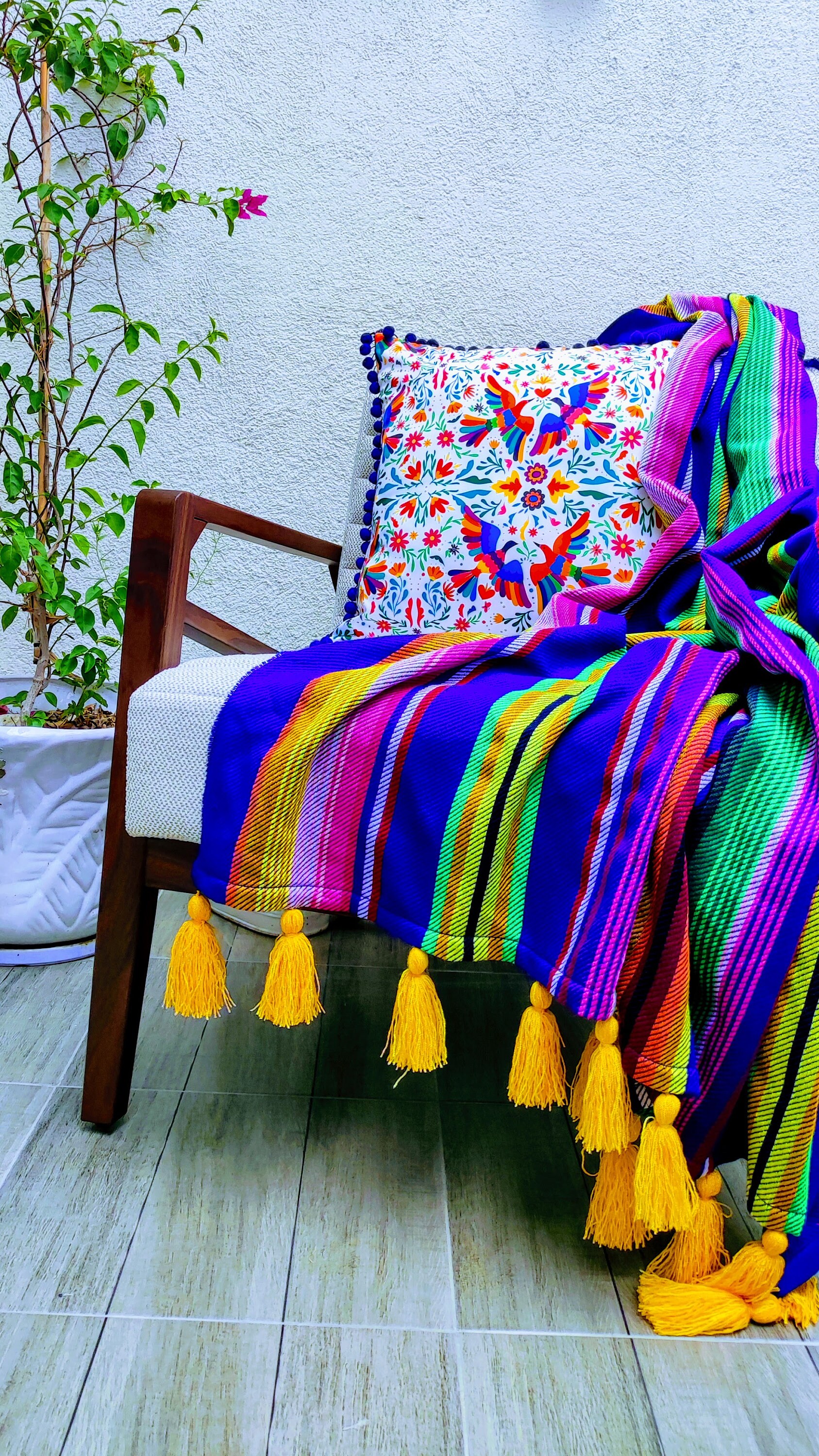 Mexican Blue Blanket Decorative Blanket Striped Blanket Etsy