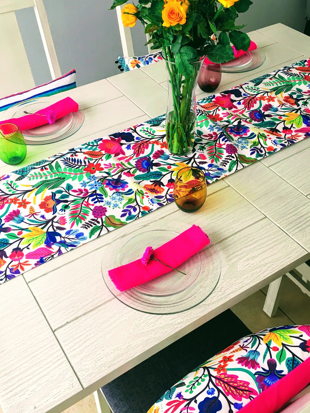 Mexican Table Runner, Otomi Table Runner, Mexican Tablecloth, Colorful