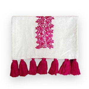Mexican hand embroidered table runner perfect for Mexican weddings or Mexican style home decorations and Mexican patriotic parties or gift