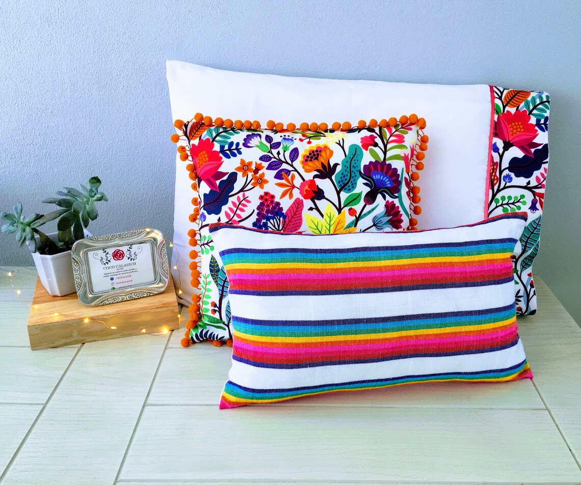Mexican Style Pillow Cases Set of 2 Bed Pillow Covers Etsy