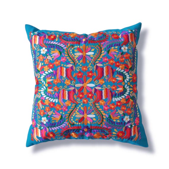 Mexican embroidery pillow cover, Otomi , Mexican cushion, Mexican cushion, decorative pillow, Mexican decoration, Mexican cushion cover