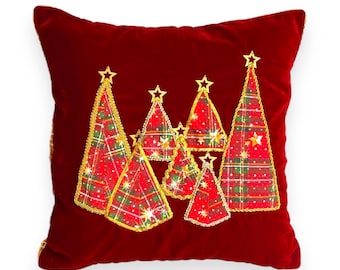 Modernes weihnachtliches Kissenbezug Rotes Samtkissen Winterkissen Weihnachtsdekorkissen