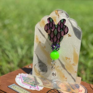 Halloween Mouse Badge Reel - Mouse Head  - Cute Halloween - Halloween Mouse - Halloween Badge Reel - Interchangeable Glitter Badge Reel