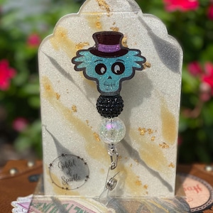 Top Hat Ghost - Halloween Badge Reel - Ghost Badge Reel - Hitchhiking Ghost - Cute Halloween - Halloween Badge - Haunted Ghost Badge Reel