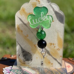 Lucky Charm - Clover - Lucky - St Patrick’s Day Badge Reel - St Patricks Day - Clover - Holiday Badge - Interchangeable Glitter Badge Reel