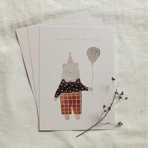 Illustrated Postcard Birthday Bear A6