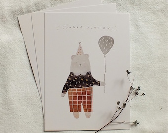 Illustrated Postcard Birthday Bear A6