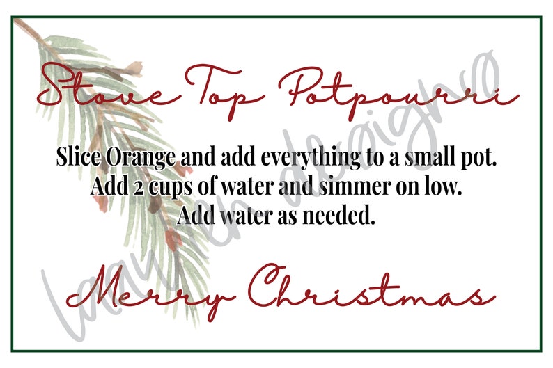 Stove Top Potpourri Printable Tag - Etsy