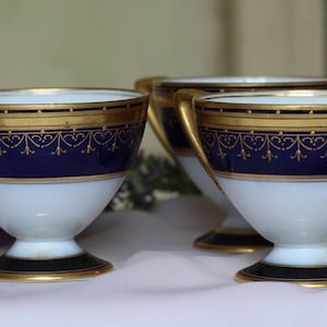Vintage Porcelain Demi Tasse  - White, Cobalt Blue and Gold