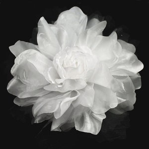 Large White Fabric Flower Pin