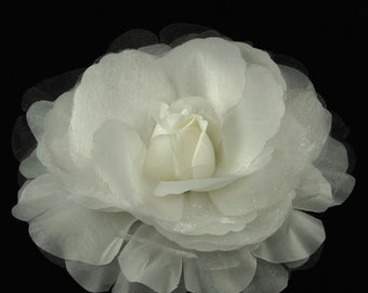 7" Super Large White  Handmade Fabric Flower