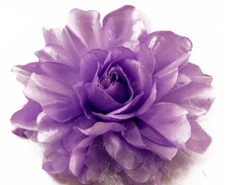 Large Lavender Fabric Flower Pin