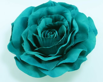 Teal Color Rose Fabric Flower