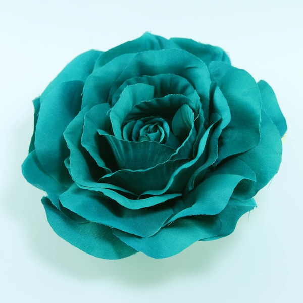 Teal Color Rose Fabric Flower