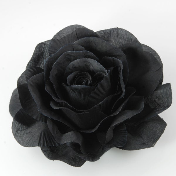 Black Color Rose Fabric Flower