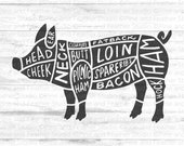 Pig SVG Cut Files for Cricut For Farmhouse Decor, Kitchen Towels, Beef Cuts Diagram Wall Art, TShirt, Handmade dxf, eps, png file