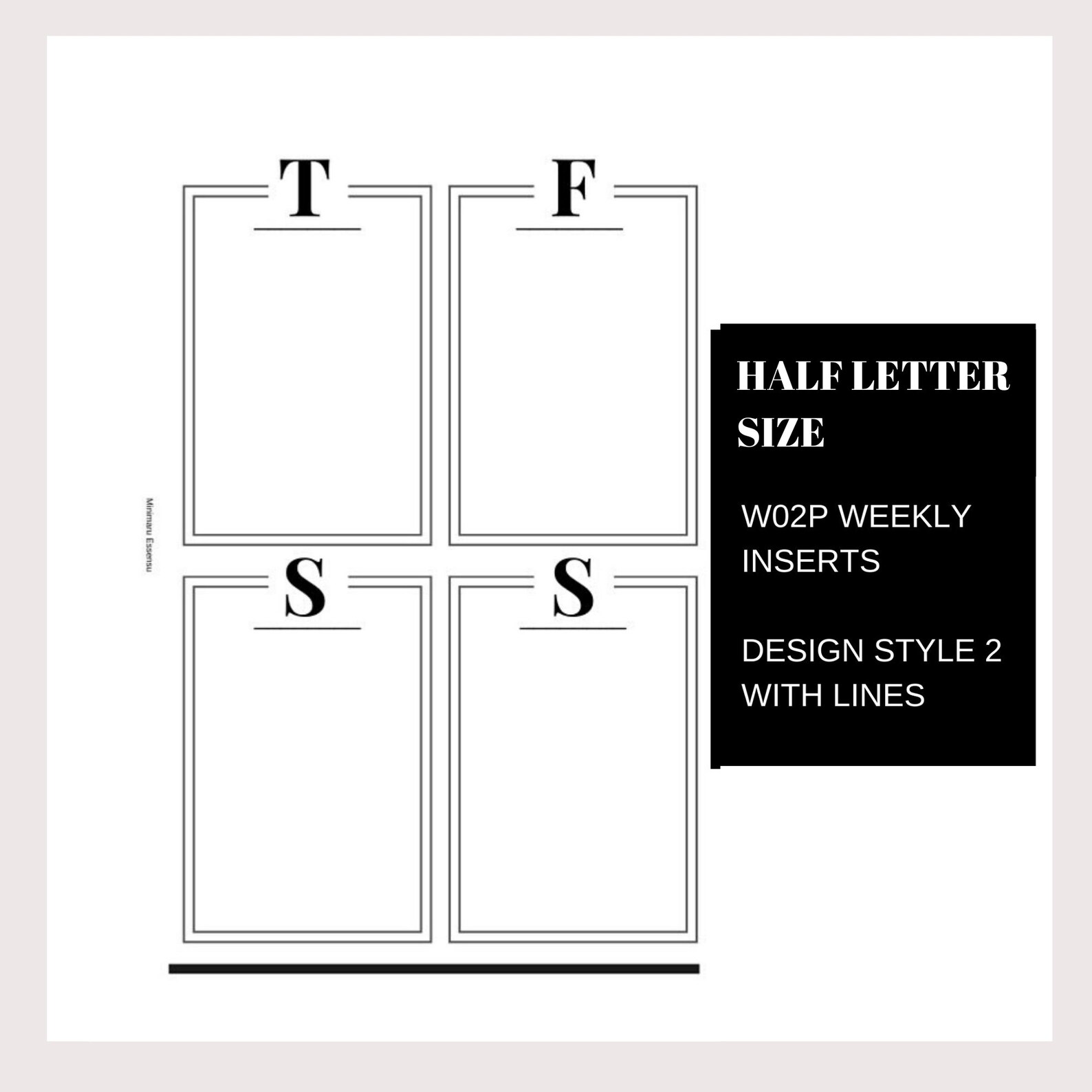 Half Letter Size Monochromatic UNDATED Weekly WO2P Etsy