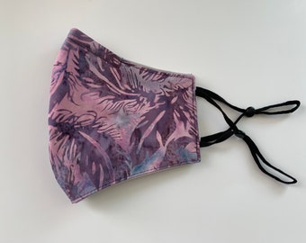 Batik Cotton Face Mask: Washable 3-Layer with Nose Wire