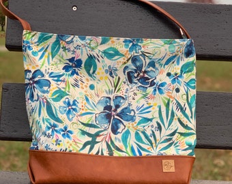 Floral Hobo Bag: Vegan Leather Slouchy Shoulder Bag