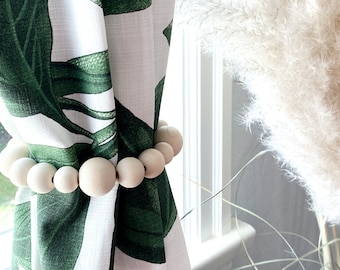 Natural Wooden Bead Curtain Tie Backs
