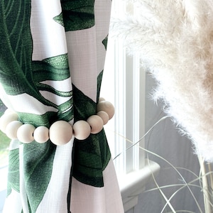 Natural Wooden Bead Curtain Tie Backs
