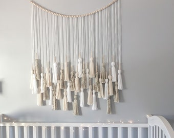 Neutral Tassel Wall Hanging // Tapestry // Above Bed Decor // Nursery Decor