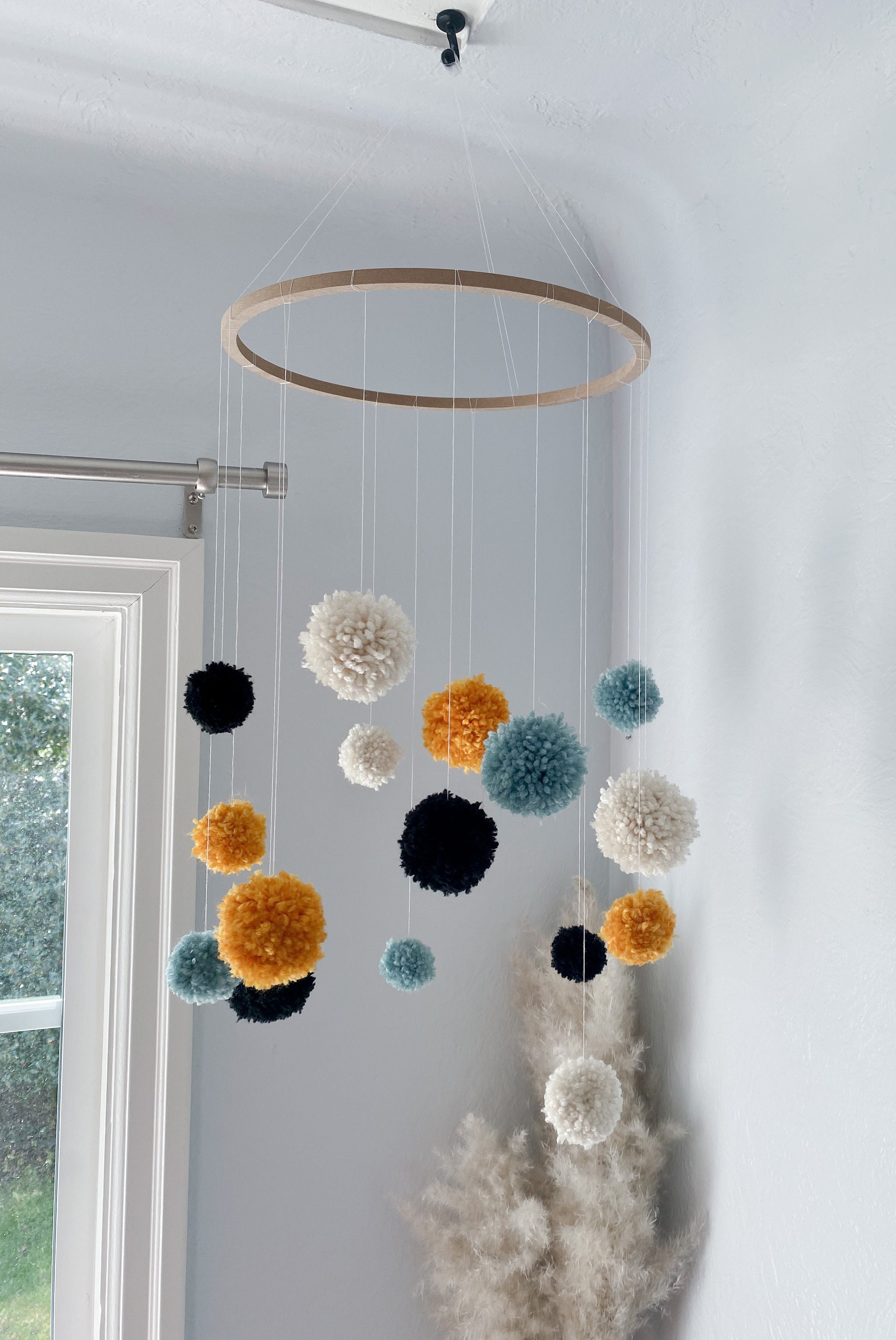 Custom Pompom Mobile Crib Hanging Ceiling Hanging Etsy