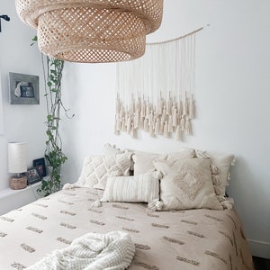 Neutral Cream Tassel Wall Hanging // Tapestry // Above Bed // Nursery Decor