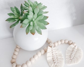 Macrame Feather Farmhouse Bead Garland