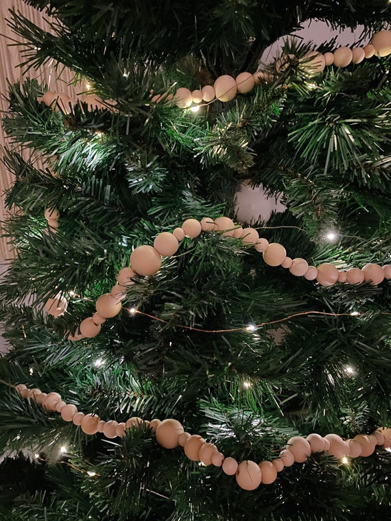 Large Wooden Bead Garland - Burgundy - 9 Feet Long