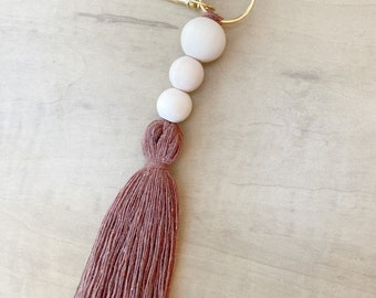 Wooden Bead Tassel Keychains