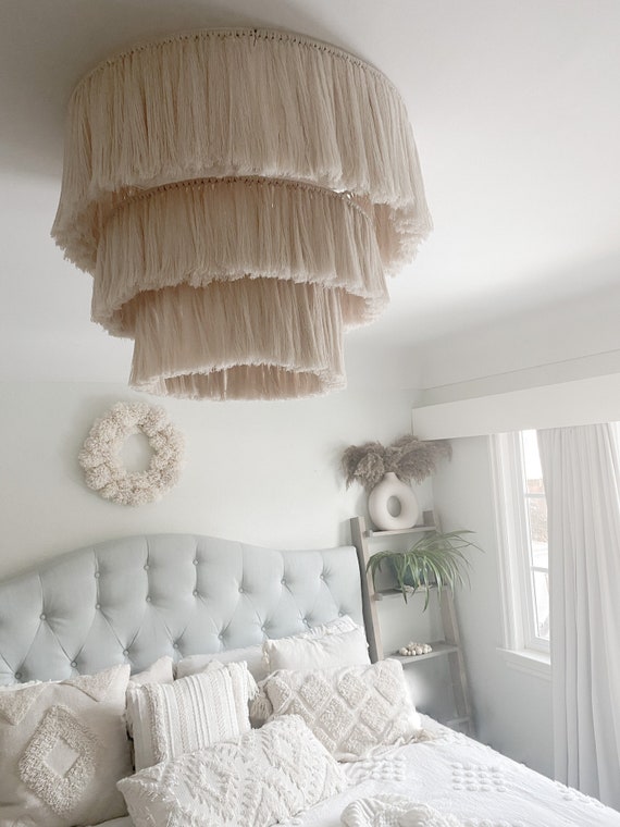 3 Tier Fringe Chandelier Macrame Chandelier Boho Light