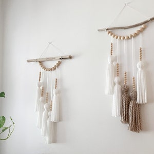 Mini Tassel Hanging on Driftwood with Bead Detailing