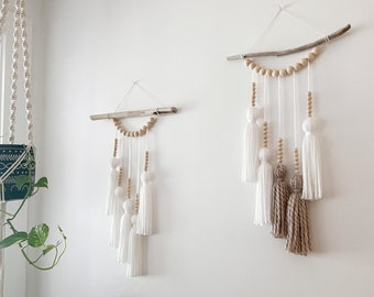 Mini Tassel Hanging on Driftwood with Bead Detailing