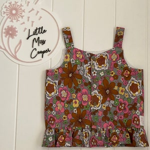 Girls Ava Top, vintage fabric size 5