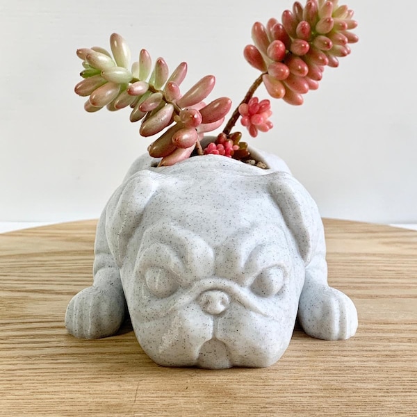 Pug Planter, Succulent Planter, Pots for Plants, Pug Memorial,  Dog Planter, Pug Gift, Pug Pot,  Pug Decor, Animal Planter, Cute Planter