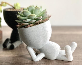 Ornament Plant Pot, Cute Indoor Planters, Plant Gift, Tiny People Cute Succulent Planter, Person Planter, Plant Pot for Plants